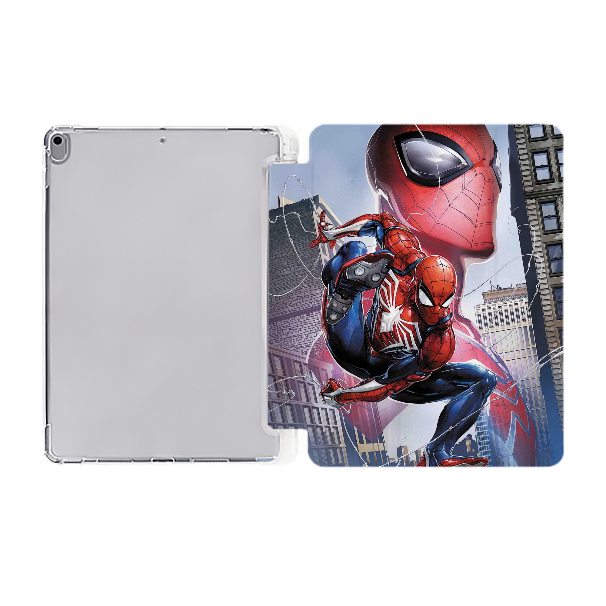 （画像用） Spider Man スパイダーマン IPad ケース ペン収納付き 三つ折りスタンド PUレザー×シリコン 対応機種9.5/10.5/10.9インチ
